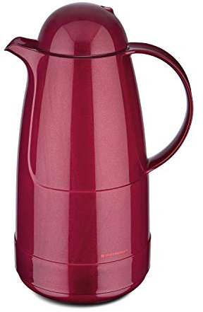 ROTPUNKT Isolierkanne 215 Christine 1,5 l | Zweifunktions-Drehverschluss | BPA Frei- gesundes Trinken | Made in Germany | Warm + Kalthaltung | Glaseinsatz | Sparkling red
