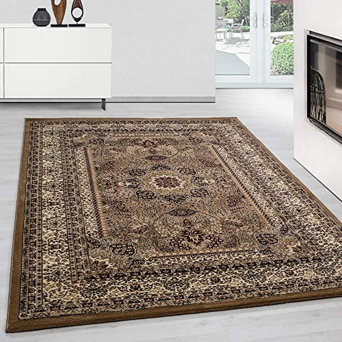 Teppium Kurzflor Teppich Wohnzimmer 160x230 cm Beige Vintage Look - Orientteppich Waschbar, Orientalisch Design, Pflegeleicht und Weich - Ideal für Schlafzimmer, Esszimmer und als Küchenteppich