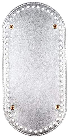 POFET DIY Stricken Häkeln Taschen Pu Leder Handtasche Bottom Shaper Pad Webtaschen für handgefertigte DIY Tasche Zubehör 25x12x0,4cm Silber