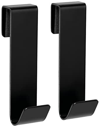 SimplyHooks Duschhaken, 7,6 cm, Schwarz, 2 Stück – Handtuch- und Türhaken für rahmenlose Glasduschtür, 10 mm