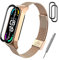 BANGTING Armband Metall Kompatibel mit Xiaomi Mi Band 3/4 / 5/6, Ersatzarmband für Mi Fit Band 6 NFC Ersatzbänder Miband 5 Edelstahl Armbänder Strap (Roségold + 2 Schutzfolie)