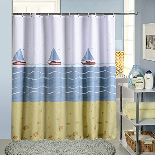 Ailler - Tenda da doccia, 100 x 180 cm, in tessuto antimuffa e antibatterico, lavabile in lavatrice, per bagno, tende da doccia con 12 ganci