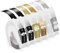Prägegerät Etiketten Kompatibel mit Dymo Omega Etikettenband 9mm Prägeband Kompatibel mit Dymo Omega und Junior Prägegerät, 5 Prägebänder, Weiß auf Schwarz/Gold/Champagner Gold/Silber/Transparent