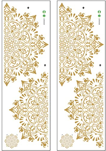 HOMSFOU 2st Wandaufkleber Wandtattoos Mit Mandala-Motiven Heim Selbstklebende Aufkleber Entfernbare Aufkleber Wandtattoo Wohnzimmer Goldene Applikation Blumendekor Kunsthandwerk Vorbau PVC