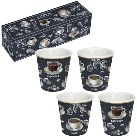Easy Life COFFRET 4 GOBELETS A CAFE 10CL EN PORCELAINE BARISTA