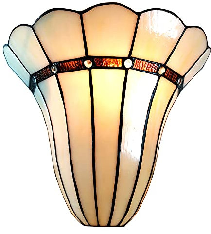 HAES DECO - Tiffany Wandlampe 28 * 18 * 33 cm Beige Eisen, Glas Art Deco Wandlampe Stimmungslampe Buntglas