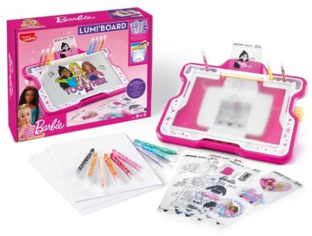 Maped Creativ - Barbie Lumi Board - Tavolo da disegno con luce - Collezione Creativ - 30 modelli di Barbie - Include copertura solare e pennarelli - dai 5 anni in su