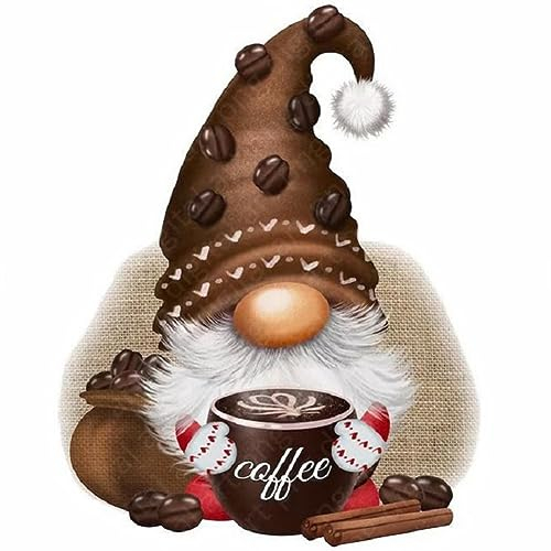 Starnearby DIY Diamond Painting Zwerge Diamant Painting Bilder Erwachsene Diamond Painting Set Gnome Diamant Malerei Für Anfänger Zuhause Deko Wanddekoration Kaffeekobold 30 * 30cm