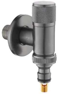 Wasserhähne Spülmaschine Vollkupfer-Waschmaschinenhahn Kurzer Automatischer Wasserstopp-Schnapphahn Universeller Schnellöffnungshahn Grau Universal