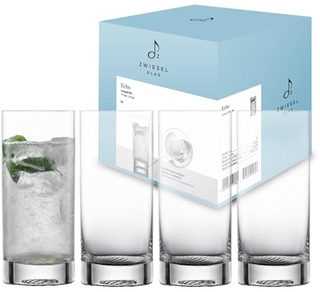 Zwiesel Glas Echo Long Drink Glass (set di 4), eleganti bicchieri da drinking per bevande lunghe, lavabili in lavastoviglie, realizzati in Germania (articolo n. 123378)