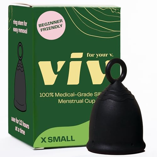 Viv for Your V Extra Small Menstrual Cups, Tweens, Teens, and Petite Frame/Build, Pull Tab Ring Stem Easy Removal, Comfortable 12 Hour Wear, Soft, Silicone Beginner Friendly, Reusable Mini Period Cup