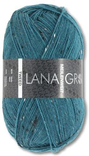 Frida's Wollhaus Lana Grossa 100 g Meilenweit 100 Tweed Sockenwolle Stricken Garn 20 Farben (159 | Petrol)