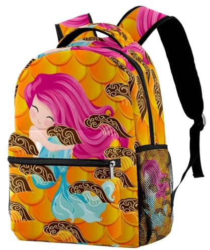 FVQL Jungen Rucksack Mädchen Rucksack Kind Rucksack, Cartoon Meerjungfrau Abstrakte Waage, Mehrfarbig. 2625, 11.5x8x16in/29.4x20x40cm