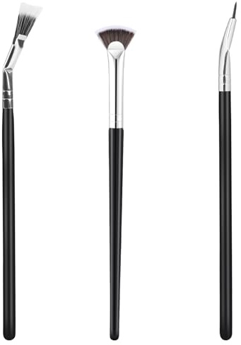 MOZEAT LENS Folding Angle Scalloped Lash Brush Mascara Fan Brush Eyelash Eyebrow Brush Mascara Applicator Angled Fan Shaped Makeup Lash Wand Brush Tool for Upper Lower Eye Lash Natural Lifted, Black