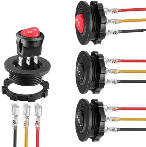 RUNCCI-YUN 4Pcs Interruptor Basculante Redondo, Interruptores de botón 12v, 3 Pines ON/OFF/ON interruptor con Carcasa Para Automóviles, Embarcaciones, Electrodomésticos, 6A / 250v, 10A / 125V