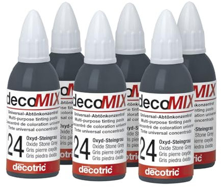 decomix - Concentrado para teñir nº 24 – gris piedra 6 x 20 ml | tonos brillantes | máxima potencia de color – a menudo basta con una gota | para teñir casi todos los materiales