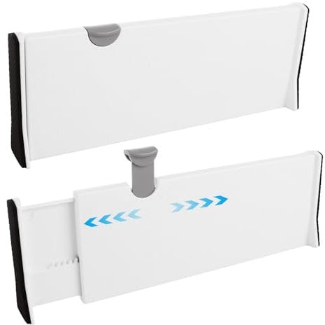 ASelected Drawer Dividers Adjustable Set of 2 Drawer Dividers Drawer Dividers Length 32.8-55 Cm Height 12.3 Cm Drawer Divider System for Dressing Tables Desks Wardrobes Kitchens