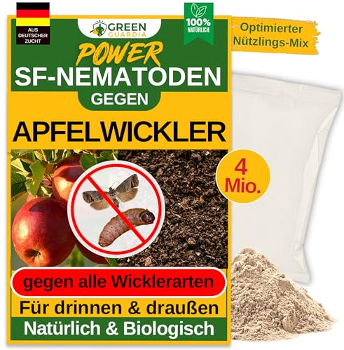 GREEN GUARDIA Super SF-Nematoden gegen Apfelwickler – 4 Mio. für 8m² - Biologisches Mittel zur effektiven Ameisen Bekämpfung – Umweltfreundlich, chemiefrei, einfache Anwendung
