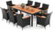 GIANTEX Salon de Jardin 8 Personnes en Rotin et Bois d'Acacia, Table de Jardin Extérieure avec 8 Chaises, Coussins, Trou de Parasol, Pieds Réglables, pour Cour, Pique-Nique, Noir