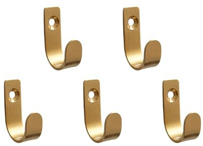 BoBoU 5 Stück goldene Haken 40 * 25 * 12mm zum Schrauben Gold Wandhaken aus Messing Garderobenhaken Haken für Schlüsselbrett Kleiderhaken Ideal für Fluren Garderoben Schlafzimmer Küche Badezimmer