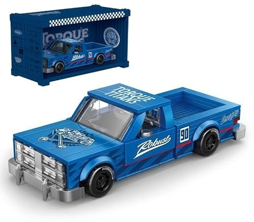 LIKLIKLINK Technik Pickup Truck Bausteine, 392 Teile Klemmbausteine Geländewagen Modellbausatz, 1:32 MOC Vintage Truck mit Acryl-Displaybox Modellauto, Kompatibel mit Großen Marken
