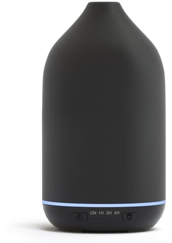 SALKING Aroma Diffuser Keramik Diffusor für Ätherische Öle - 200ML Duftöl Raumdiffusor Ultraschall BPA-Frei Schwarz mit Einstellbarem Nebelmodus, Automatisch Power-Off für Zuhause Büro Yoga