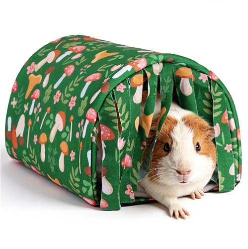 HOTUT Meerschweinchen Bett,Kuschelsack Meerschweinchen Höhle mit Kissen und Vorhang,Waschbares Kaninchen Haus Tunnel für kleine Haustiere,Hamster,Chinchilla,Häschen