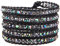 KELITCH Neu Echtes Leder 5 Wicklen Armband Handmade Kristall Armband Neu Schmuck (Schwarz)