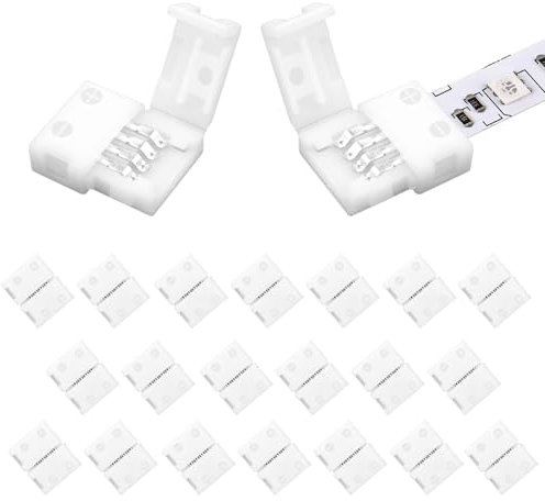 VIPMOON 20 Stück 4 polig LED Strip Verbinder, RGB Verbinder 8mm LED Streifen Schnellverbinder, für 8mm Breit SMD 3528 RGB LED Lichtstreifen