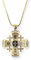Nazareth Store Halskette mit blauem Emaille-Kreuzfahrer-Jerusalem-Kreuz, 18 Karat vergoldet, Anhänger-Halskette, kristallisierte Steine, 3,3 cm, mit Halskette für Männer und Frauen