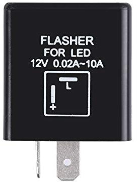 Justech 2-Pin Blinkrelais LED Motorrad Blinker Relais Drehzahlregler Blinkgeber DC 12V angepasst an Halogen- und LED-Leuchten Stromkreis- und Rückwärtsschutz 0.02A-10A Blinkfrequenzkontroll Relais