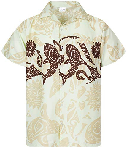 King Kameha Hawaiihemd Herren Kurzarm - Grünes Hawaii Hemd Männer Maori - Hemd Herren Kurzarm Hawaii Outfit - Hawaiian Shirts for Men - Maori,
