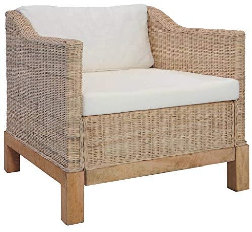 Tidyard Gartenstuhl Sessel aus natürlichem Rattan Clubsessel Loungesessel Rattansessel 72 x 78 x 74 cm (B x T x H),Wohnzimmersessel Relaxsessel Korbsessel Clubsessel Armsessel Rattanmöbel Natur