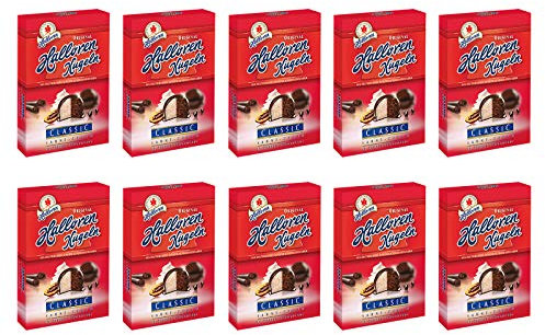10er Sparpack Original Halloren Kugeln SAHNE-CACAO (10 x 125 g) Schokolade, Schokoladenkugeln, Pralinen