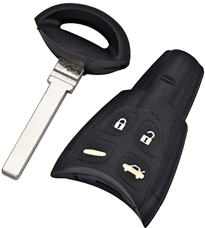 4Tasten Autoschlüssel für Saab 9-3 93 2003-2007 mit Logo | Uncut-Blade, Smartcard-Blank, Ersatz für schlüssellose Anhänger