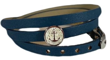 DUR Lederarmband Anker mit 925 Sterling Silber Element mit Sand veredelt, Länge: 58 cm, Beige/Grau-Blau, A1650.ANKER