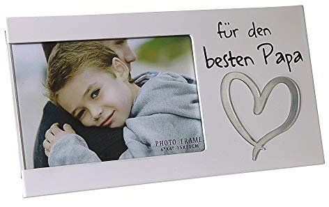 Cepewa Bilderrahmen Für den besten Papa Fotorahmen Spiegel-Herz Rahmen für Bild 15 x 10 cm (1 x Bilderrahmen Für den besten Papa)