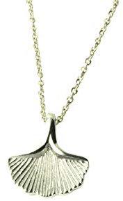 Kette Ginkgo Blatt Edelstahl Anhänger silbern Juvelato