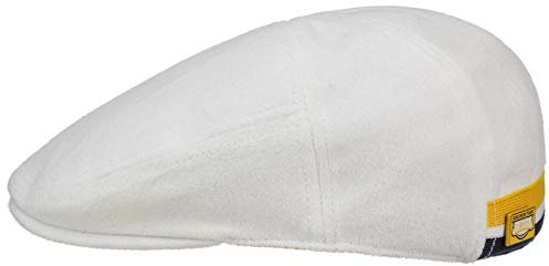 Stetson Gridiron Cotton Flatcap Herren - Aus 100% Baumwolle - Gefüttert - Schirmmütze in Flanell-Optik - Einfarbig - Schieberkappe aus Stoff - Schiebermütze für Frühjahr/Sommer weiß M (56-57 cm)