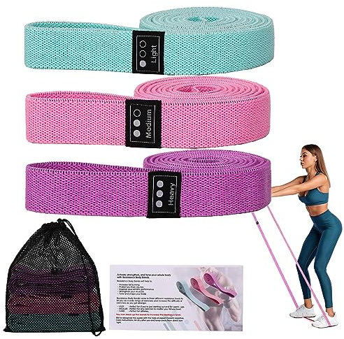 Longues Bande de Résistance Fitness Bande, CEILIWEN [Lot de 3] Bande Élastique Fitness en Tissu avec 3 Niveaux de Force, Bande de Résistance pour Pilates Yoga Aptitude