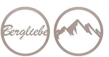 Bergliebe 3D-Deko Wandbild rund im Set Schriftzug und Berg Natur Holz Dekoartikel Ø je 39 cm Pohmer Design (Natur)