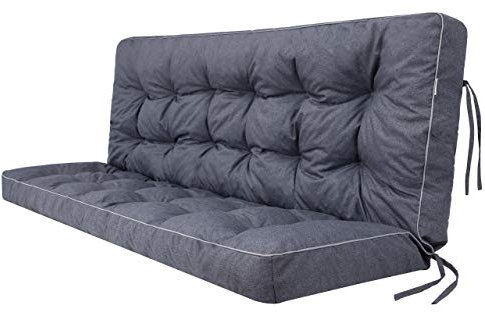 HOBBYGARDEN Sitzkissen Bankkissen Bankauflage für Gartenbank Kissen für Hollywoodschaukel Outdoor/Indoor, Breite - 140x49cm und Rückenlehne 140x56cm - Navy Blau