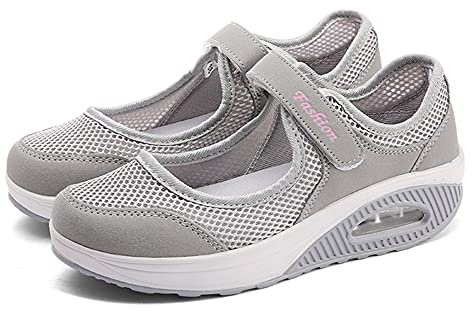 Sandalias para Mujer Malla Merceditas Plataforma Ligero Zapatillas Sneaker Casual Zapatos de Deporte Mocasines Negros Veran 37 EU