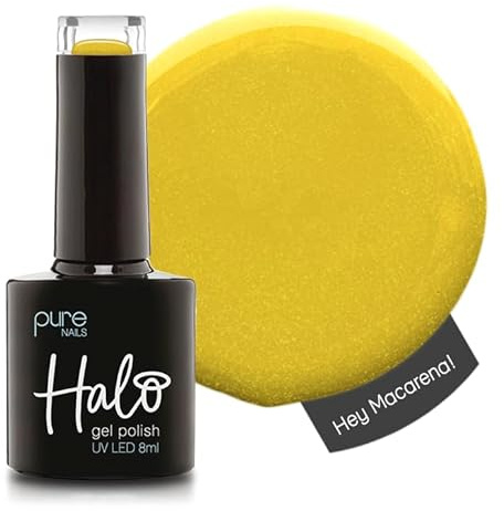 Halo Gel Polish 8ml - Hey Macarena! UV/LED Gel Nail Polish, Long Lasting & Easy To Apply. Nail Art Colours For Manicure & Pedicure. Gel Polish For Professional & Home Use.