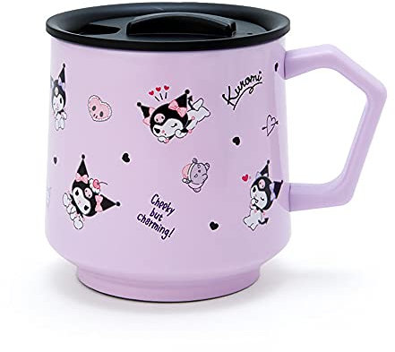 SANRIO Kuromi - Taza de acero inoxidable, doble pared aislada, 11.4 x 8.9 cm, unisex, para todas las edades, incluye tapa
