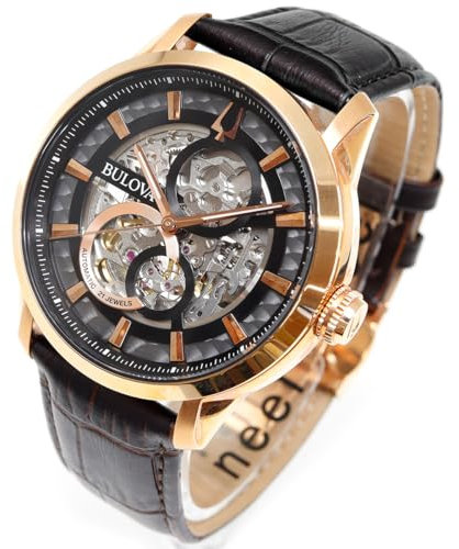 Bulova Herren Analog Mechanisch Uhr mit Leder Armband 97A169