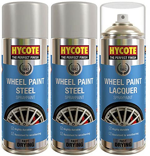 Hycote 2* Steel Grey Alloy Wheel Paint and 1* Lacquer Kit - Refurb Alloy Wheel Paint