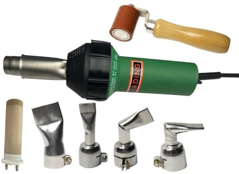 110V 1600W JIADING Professional Hot Air Plastic Welder Hot Air Torch Plastic PVC Welding Gun Welder with Speed Nozzle Roller Heat Element