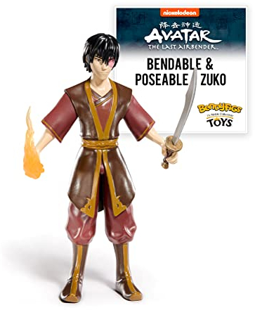 BendyFigs The Noble Collection Avatar Zuko - Noble Toys 19cm Bendable Posable Collectible Doll Figure with Stand and Mini Accessory