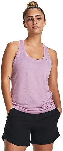 Under Armour Women's Tech Twist Tank Top, (174) Fresh Orchid/White/Metallic Silver, XL